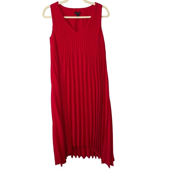 J. Jill Wearever Collection Red Pleated Sleeveless Dress Petite Size Small - Picture 1 of 6